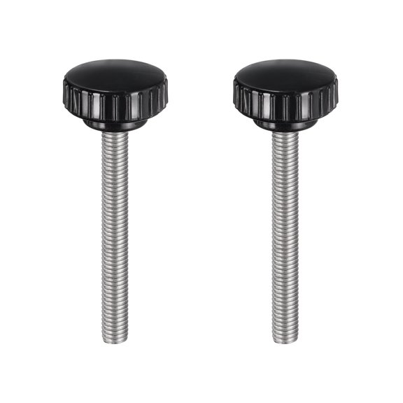 Uxcell 2pcs Knurled Clamping Knobs M8 x 80mm 304 Stainless Steel Thread 30mm Head