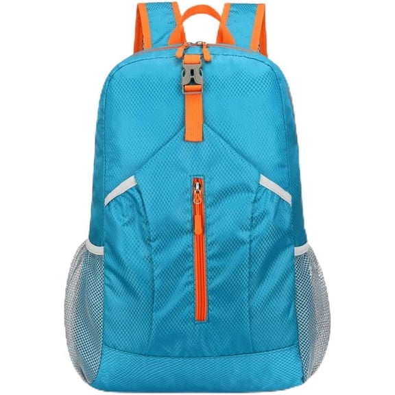 Outdoor splash proof sports backpack foldable storage bag large capacity backpack (blue)