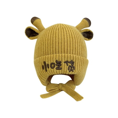 

YWDJ Kids Winter Earmuff With Cashmere Fisherman Hat Warm Hat Yellow 46-48cm