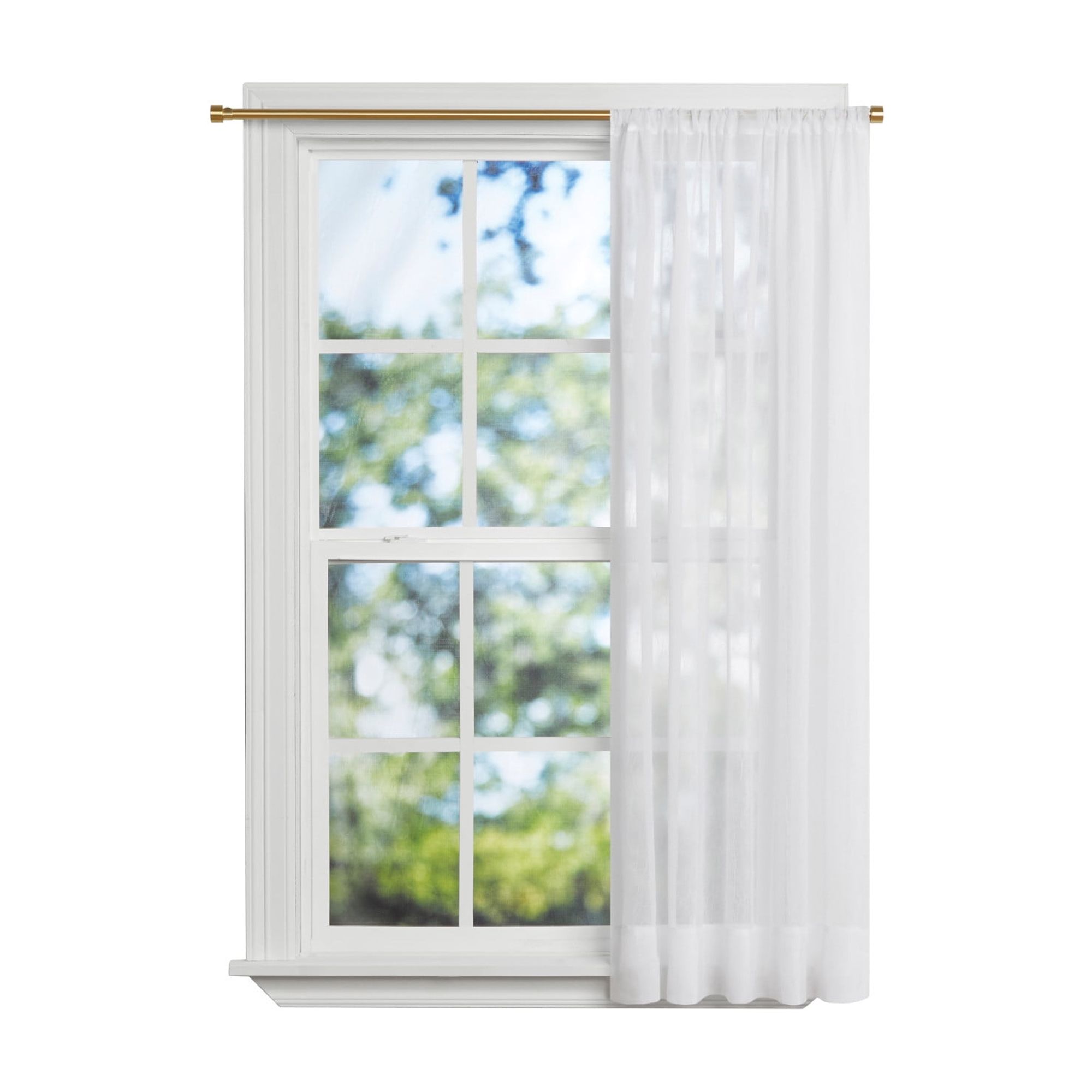 Mainstays Crushed Voile Single Curtain Panel, White 51x63 photo 2