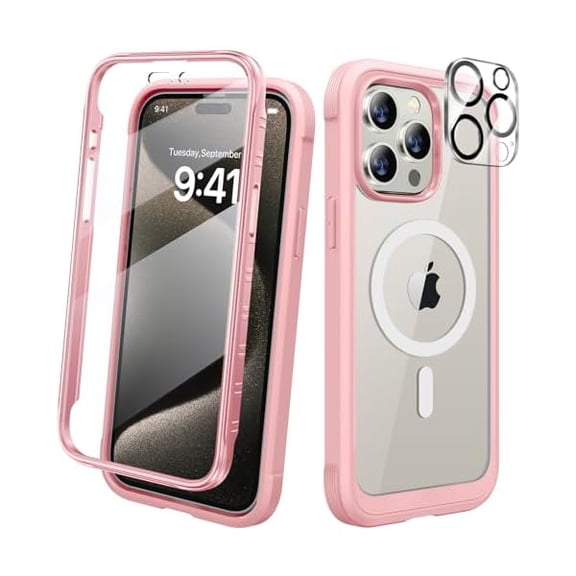 Eryueer Magnetic for iPhone 15 Pro Case, [Military-Grade Drop Proof & Fit for MagSafe] Built-in Shockproof Screen Protector, [Camera Lens Protector] Phone Cover for iPhone 15 Pro 6.1"