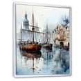 thumbnail image 2 of Designart "Antique Ship From The 1900S At The Harbor" Port Landscape Floater Framed Wall Decor, 2 of 5