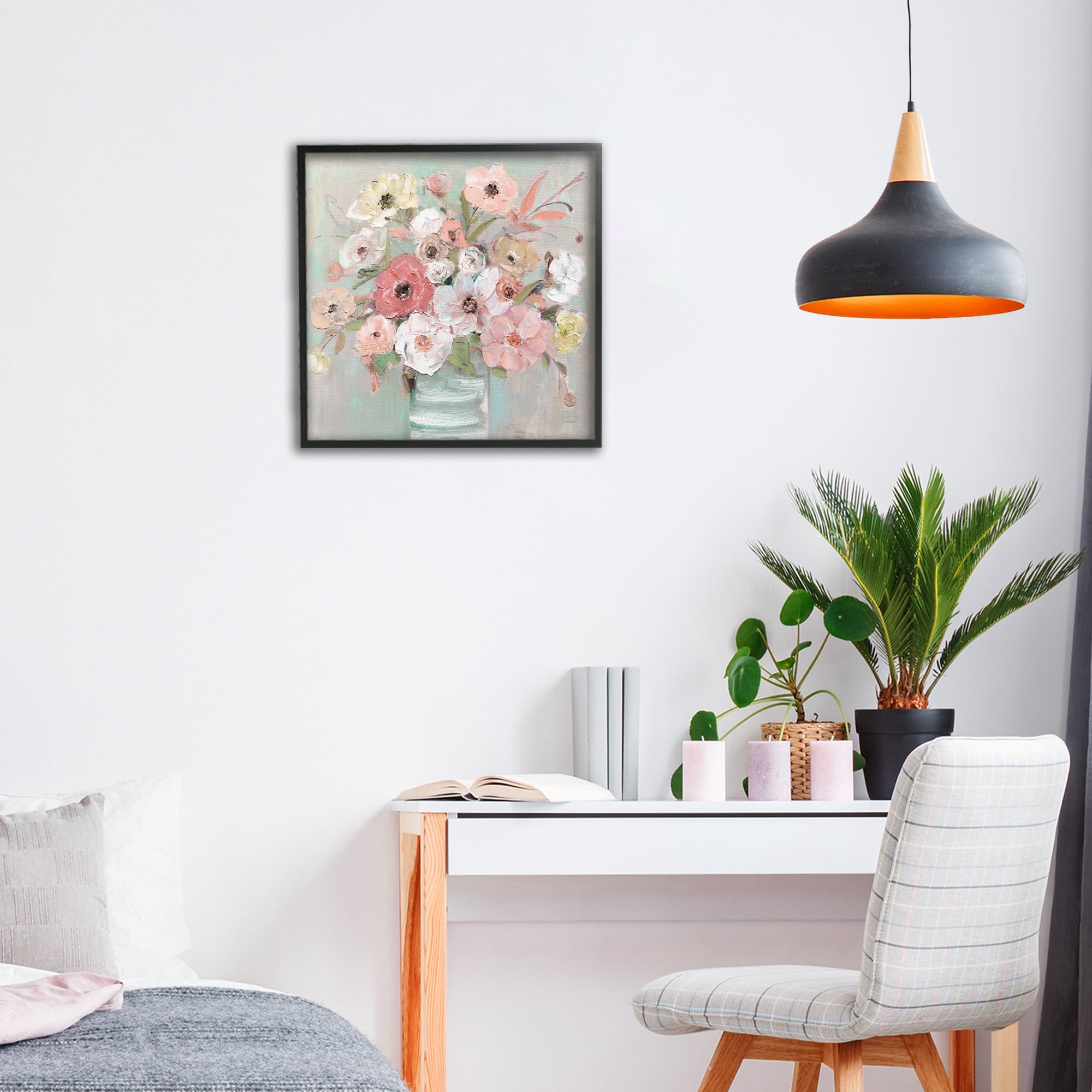 Stupell Industries Pastel Garden Peony Bouquet Black Framed Giclee Art, design by Sally Swatland