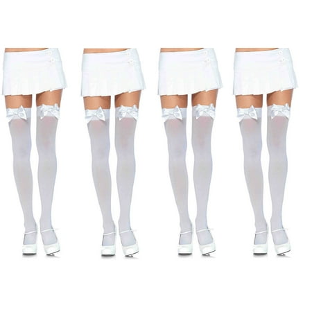 Leg Avenue Sexy Plus Size Nylon Thigh Highs, 4-Pair, White