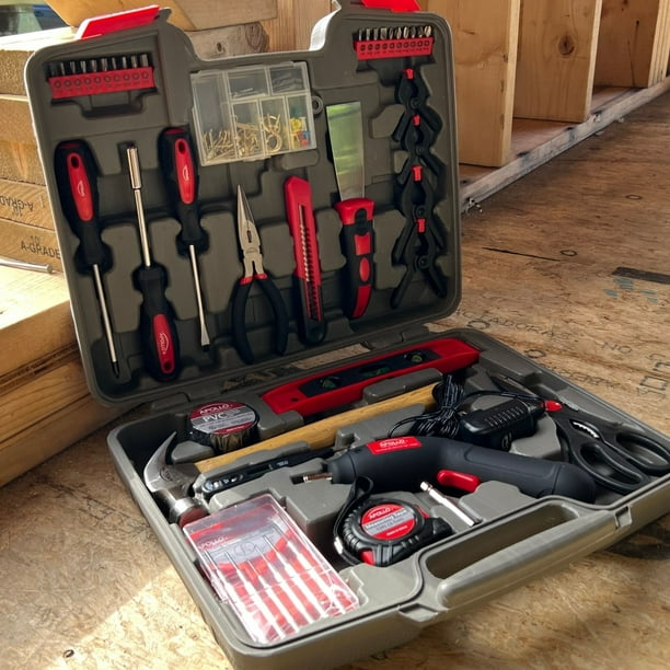 144 Piece Household Tool Kit with 4.8V Cordless Screwdriver