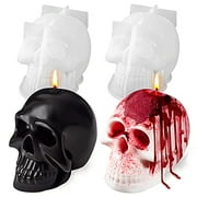 3D Skull Candle Molds, 2 Pack Silicone Skull Shape Handmade Candle Making Mould, DIY Craft Resin Mold for Fondant Cake, Aromatherapy Candle, Chocolate, Soap, Candy