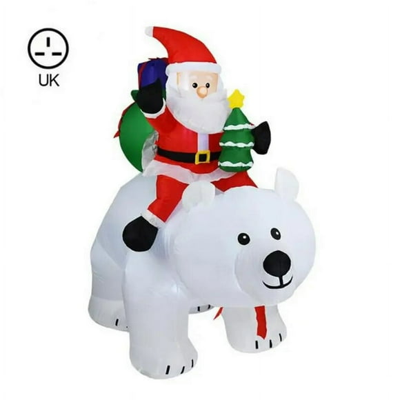 6 FT Christmas Inflatables Santa Clause Riding The Polar Bear with Shaking Head Outdoor Decorations Clearance Blow Up Yard Decor with LED Lights for  Holiday Party Indoor Garden Lawn Déc