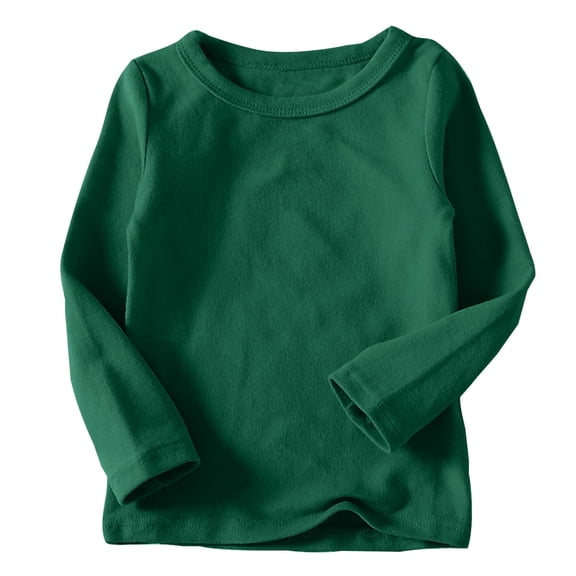 YWDJ Toddler Kids Boys Girls Shirts Fashion Solid Color Round Neck Long Sleeve Top Army Green 4T