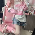 thumbnail image 4 of Hello Kittys Cute Tops Women's T Shirt Fashion Loose Fake Two Piece Long Sleeved T-Shirt, 4 of 11