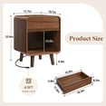 thumbnail image 7 of Nightstand, Bed Side Table with Charging Station, Round Corner Wood Nightstand, Bedroom Nightstand, Walnut, 7 of 7
