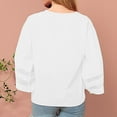 thumbnail image 5 of Bxsruta Blouse for Women, Women's V-Neck Split Casual Loose Cotton Linen 3/4 Sleeve Top/Shirt, White M, 5 of 8