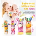 thumbnail image 2 of Wrist Rattle Foot Finder Socks Set for Baby Arm Hand Rattle Feet Leg Ankle Socks Newborn Soft Sensory Toys Baby Socks Newborn Rattles Toys Easter Gifts 0-3 6-12 Months Infant Girl Boy, 2 of 6