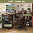 thumbnail image 6 of 48" L Shaped Office Desk Charging Station & 2 Fabric Drawers, Corner Computer Desk with Open Shelf for Home Office Gaming, Rustic Brown, 6 of 10