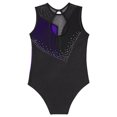 thumbnail image 4 of DPOIS Kids Girls Shiny Rhinestone Ballet Dance Leotard Sleeveless Gymnastic Bodysuit Purple 16, 4 of 5