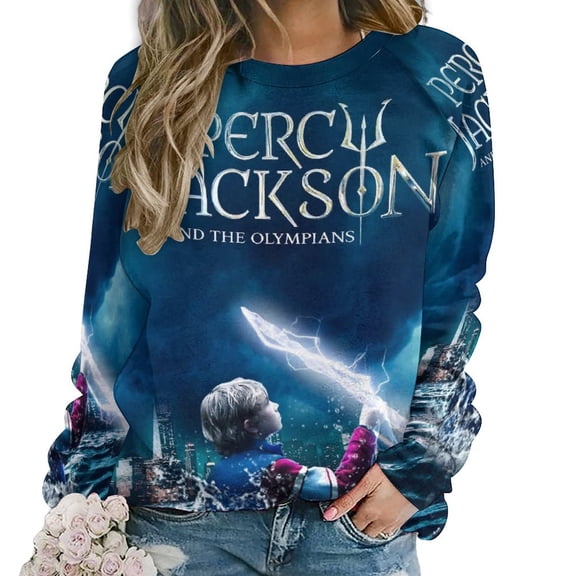 Women Percy Jack-so Sweatshirts Long Sleeve Shirts Pullover Crewneck Shirts Tops