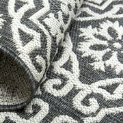 Nicole Miller New York Patio Country Danica Transitional Geometric Indoor/Outdoor Area Rug, Black/Grey, 1'9x2'11