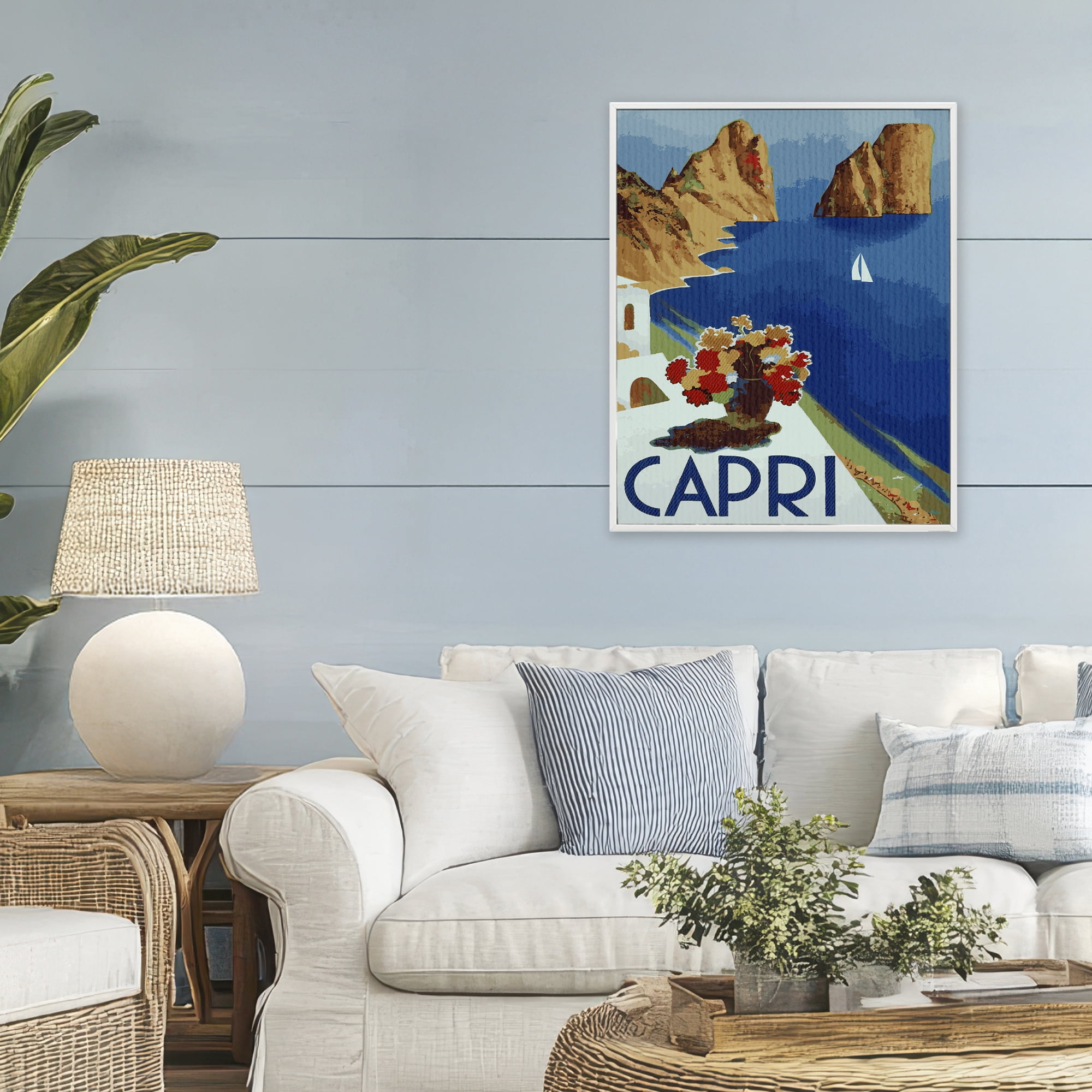 Stupell Industries Capri Island Cliffs White Framed Giclee Art, design by Lil' Rue