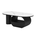 thumbnail image 2 of GZXS 47.24-Inch Coffee Table with Storage Drawer & Open Shelf, Modern Oval Center Table with White Marbling Top and Black Metal Base, for Living Room, Small Space, 2 of 8