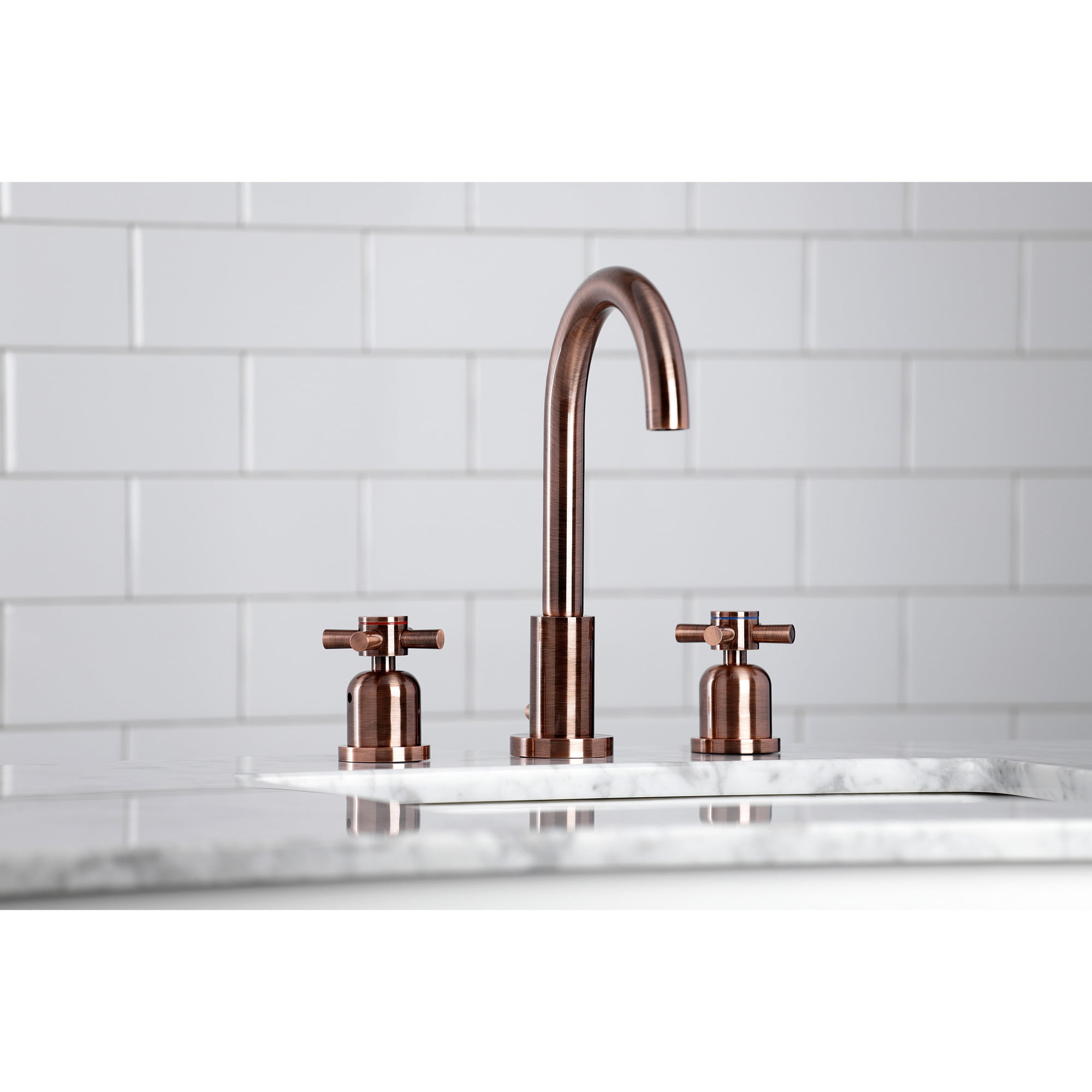 Kingston Brass FSC892DXAC Concord Widespread Bathroom Faucet with Brass Pop-Up, Antique Copper