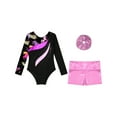 thumbnail image 5 of YONGHS Kids Girls Tumbling Biketard Gymnastics Dance Leotard with Shorts Hair Scrunchies Set Pink 14, 5 of 7