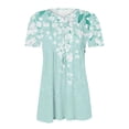 thumbnail image 5 of JTZGDY Dressy Tops for Women Trendy Plus Size Boho Floral Print Summer Tunic Shirts Loose Flowy Short Sleeve Button V Neck Ruched Pleated Tunic Tshirt Loose Oversized Casual Blouse Multicolor#03 S, 5 of 6