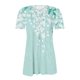 thumbnail image 4 of Xuyuer Womens Short Sleeve Tunic Tops Henley Shirt V Neck Button Up Blouse Casual Pleated Basic Pullover Print Short Ruffle Sleeve Pleated Front Tunic Tops, 4 of 5