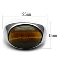 thumbnail image 2 of High polished (no plating) Stainless Steel Ring with Semi-Precious Tiger Eye in Topaz for Women Topaz Stone Color Style TK378 Size 12, 2 of 4