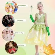 Jurebecia Princess Dress for Girls Fairy Frog Costume for Kids Birthday Party Dresses up Halloween Outfits Green 140 cm 7-8 Years