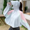 thumbnail image 4 of Joernso Women Sunscreen Coat Zipper Opening Hooded Face Nack Protection Ice Silk Anti-UV Thin Soft Breathable Long Sleeve Color Matching Cycling Camping Jacket, 4 of 8