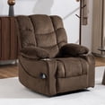 thumbnail image 4 of Power Lift Recliner Chair, Paproos Power Lift Recliner with Massage and Heat for Elderly, Reclining Sofa with Cup Holders & Side Pockets for Living Room, Velvet Fabric, Brown, 4 of 11