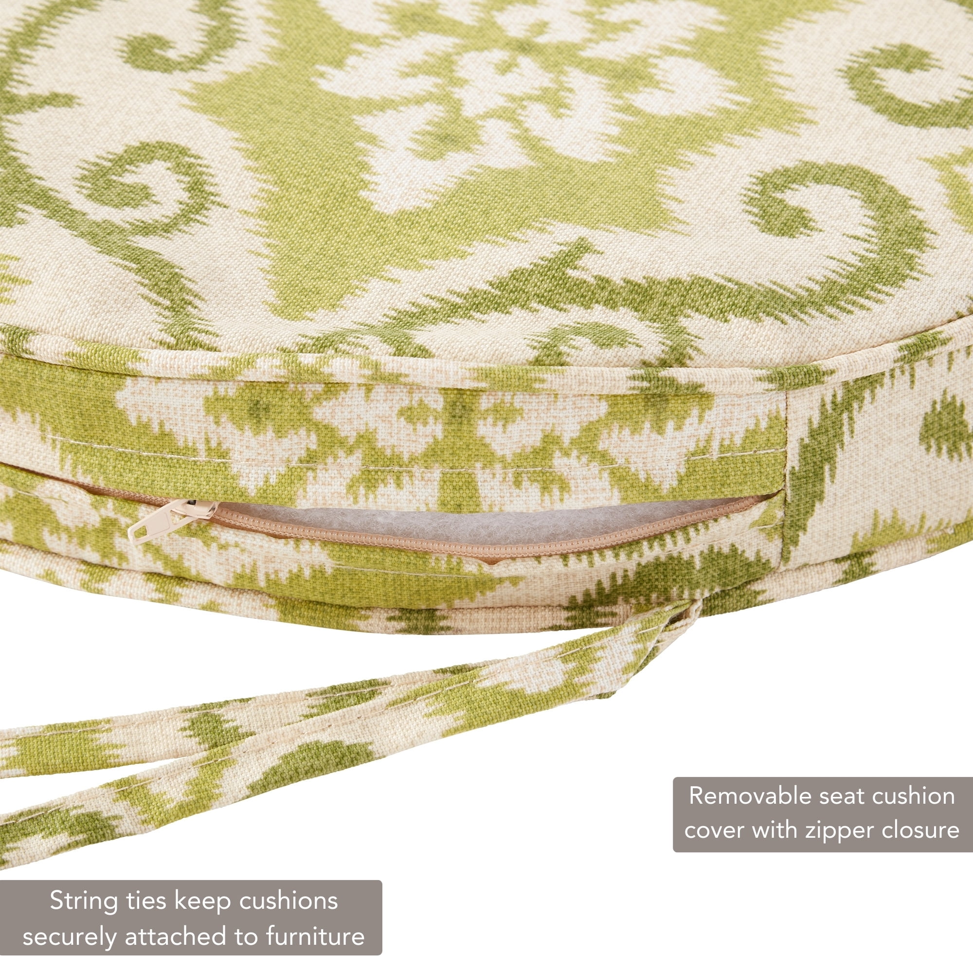 Greendale Home Fashions Outdoor 18'' x 18'' Round Seat Pad, Set of 2, Shoreham Ikat