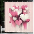 thumbnail image 4 of Ambesonne Pink Shower Curtain, Futurist Love Hearts Lines Art, 69"Wx84"L, Pale Rose Ivory, 4 of 4