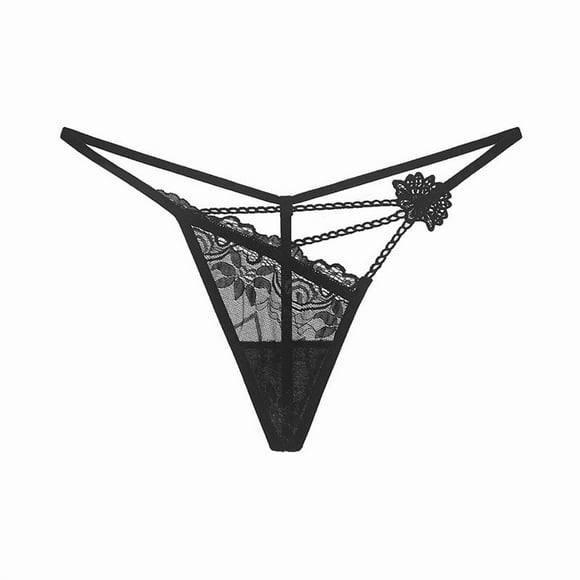 Tangas con bordado de encaje, bragas transparentes de malla hueca, lencería y ropa interior sexy para mujer