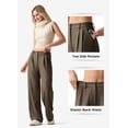thumbnail image 4 of Pantalones de trabajo Willit de pierna ancha y cintura alta para mujer, color marrón, talla S, 4 of 6