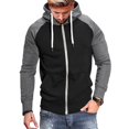 thumbnail image 2 of kpoplk Zip up Hoodie Men Lined with Zipper Pocket Hooded Sweatshirt Loose Fit Winter Active Jacket Black,L, 2 of 6