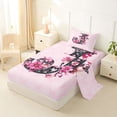 thumbnail image 2 of Erosebridal Letter J Twin Sheet Sets for Girl, Pink Groovy Floral Bedding, 3pcs, 2 of 5