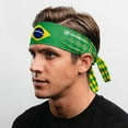 thumbnail image 4 of Suddora Brazil Flag Ninja Style Tie Headband Sweatband, Green, 4 of 5