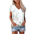 thumbnail image 4 of Tops for Women Trendy Viikei Womens Blouses and Tops Dressy,Womens Floral Tops for $5 Tops,Women's New Short-sleeved V-neck Pullover Casual Printed Fashion Top Multicolor XXL, 4 of 7