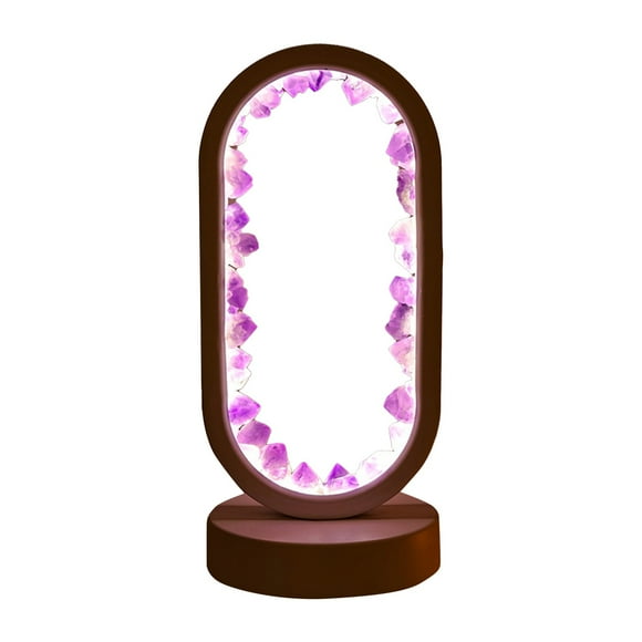 Binwennn for New Home Kids Collectible Lighting Neon Lamps Natural Amethyst Quartz Flower Cluster Oval Night Light USB Powered Bedroom Bedside LED Lamp Atmosphere Light