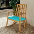 thumbnail image 2 of Costway Patio Rocking Chair Acacia Wood Armrest Cushioned Sofa Garden Deck Turquoise, 2 of 8