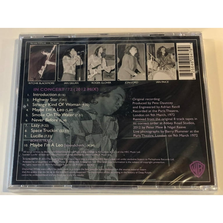 Deep Purple - In Concert 72 - Music & Performance - CD - Walmart.com