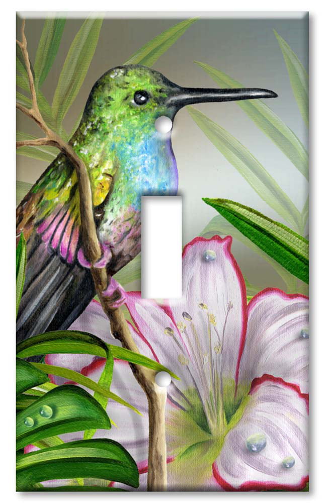 HUMMINGBIRD ROSES  LIGHT SWITCH COVER PLATE 