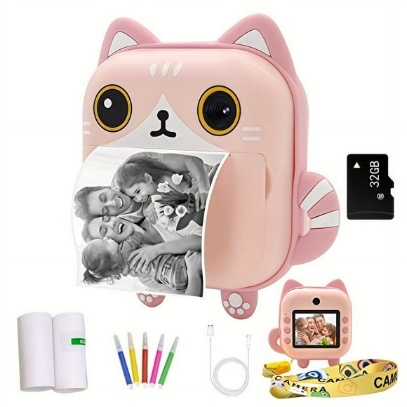 Instant Print Camera For Kids, Zero Ink Kids Camera With Print Paper,Selfie Video