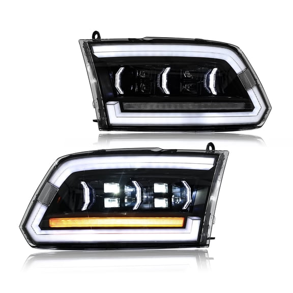 Headlights for Ram 1500 2009-2018/Dodge Ram 2500 3500 2013-2018, Projector Headlights for Dodge Ram with Sequential Turn Signal (1 Pair)