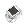 thumbnail image 3 of RYLOS Men's Rings 14K White Gold Designer Ring With Diamonds and Black Onyx Rings For Men Size 8, 3 of 6