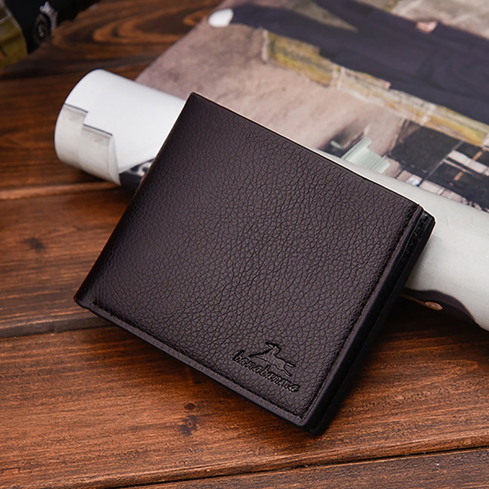 Kojooin Men Boys Teens Xams Gift Concise Wearable Pu Leather Multi Position Wallet Purse Black