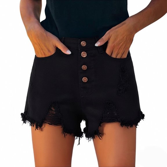 JJHGVB Denim Jean Shorts Jean Shorts Wide Leg Jeans Shorts Casual Summer Jean Jean Shorts for Women Denim Shorts Shorts with Pocket Denim Shorts with Pocket Thin Jeans Shorts High Rise Black L