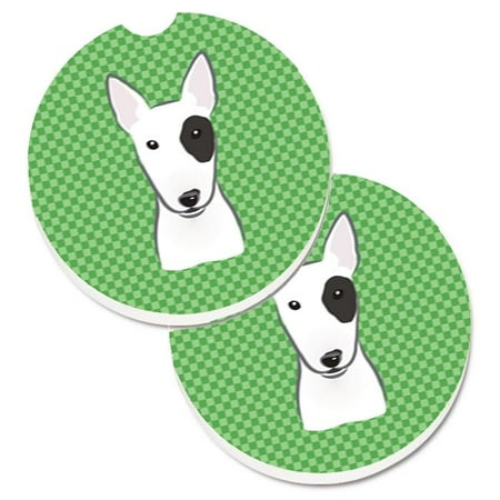 

Green Checkered Bull Terrier Set of 2 Cup Holder Car Coaster