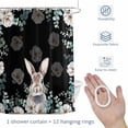 thumbnail image 4 of Easter Rabbit Shower Curtain for Bathroom, Watercolor Bunny White Floral Leaf Black Background Waterproof Cloth Fabric Bathroom Accessories Set with 12 Rust Proof Plastic Hooks, 36"x72", 4 of 9