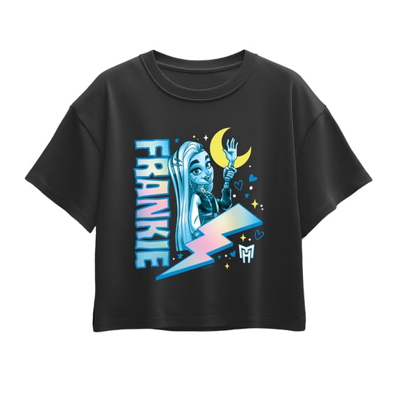 Monster High - Blue Ink Frankie Girls' Short Sleeve Boxy Graphic T-Shirt